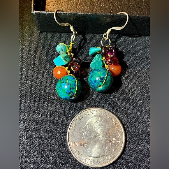 Decorative Turquoise Dangle Earrings - NWOT - Picture 3 of 3